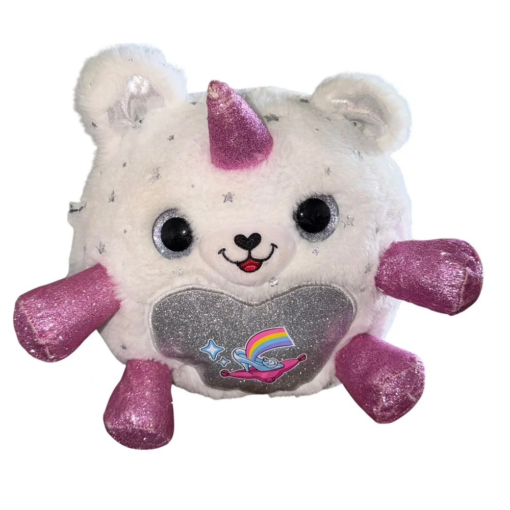 Rainbocorns Plush Bear Unicorn Kids‎ White Pink Excellent Sequin Heart Zuru